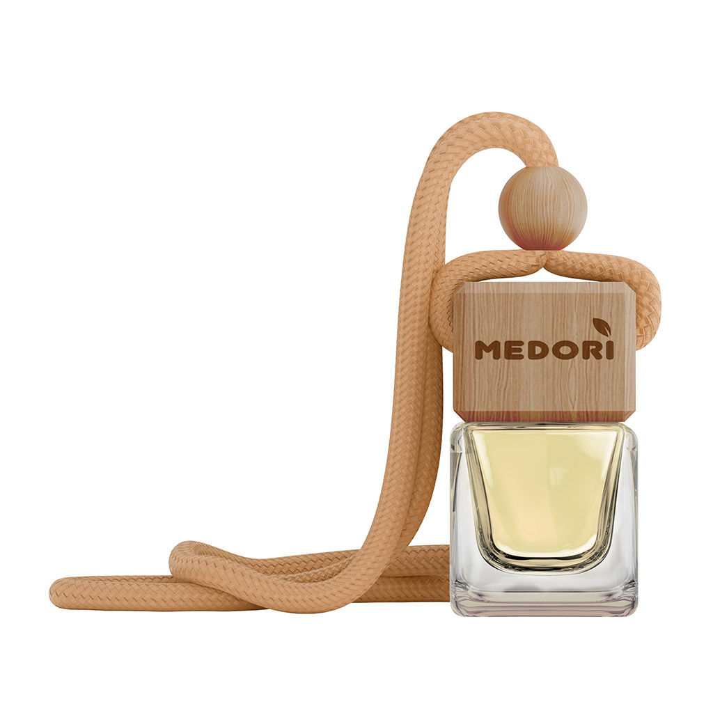 Ароматизатор автомобильный подвесной Бутылочка Тутти Фрутти 8х2,5х17,5см, на шнурке, с пробником аромата, в блистере, Medori (Россия)  фото 2