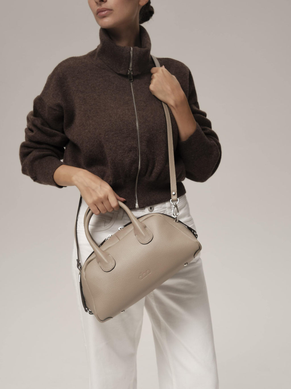 Кожаная сумка Kandys DBR 31206 бежевый латте  фото 3