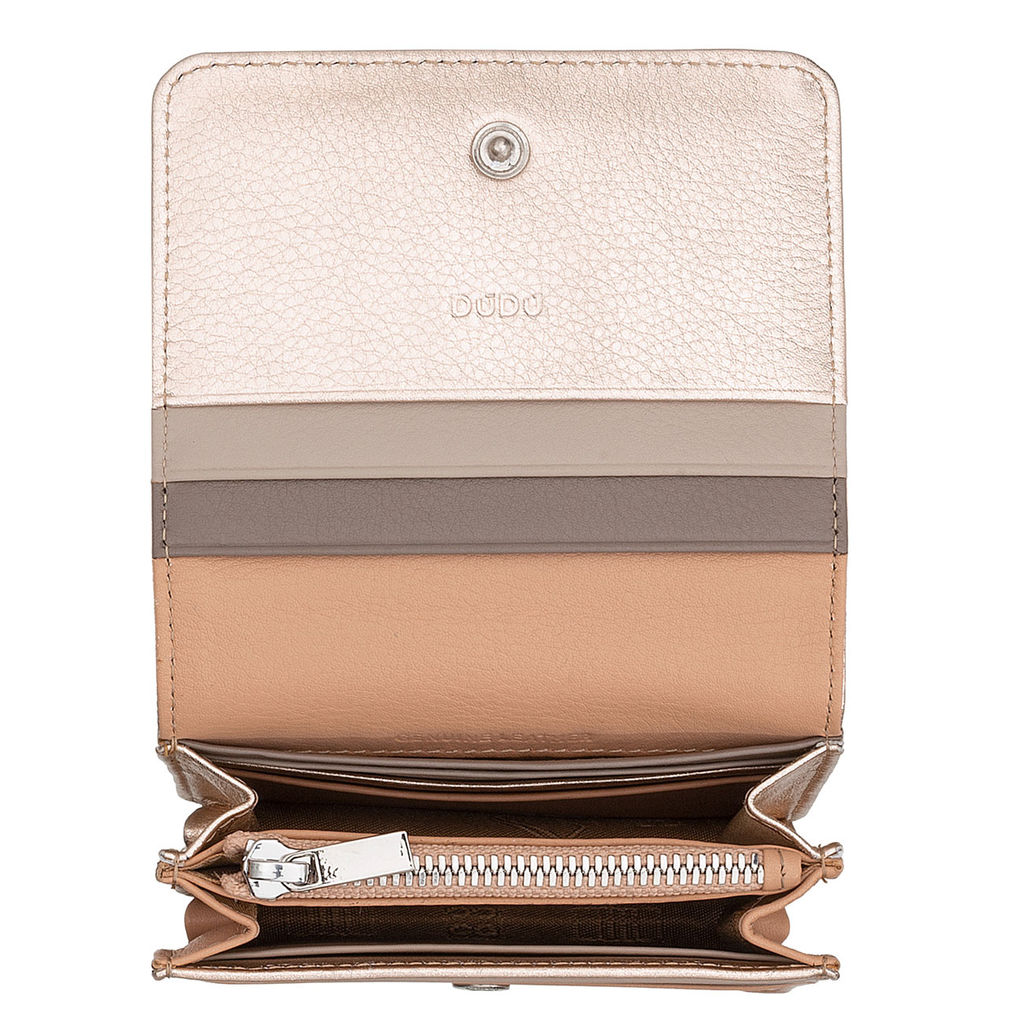 Итальянский кожаный кошелек DuDu серии Flores | золотистый