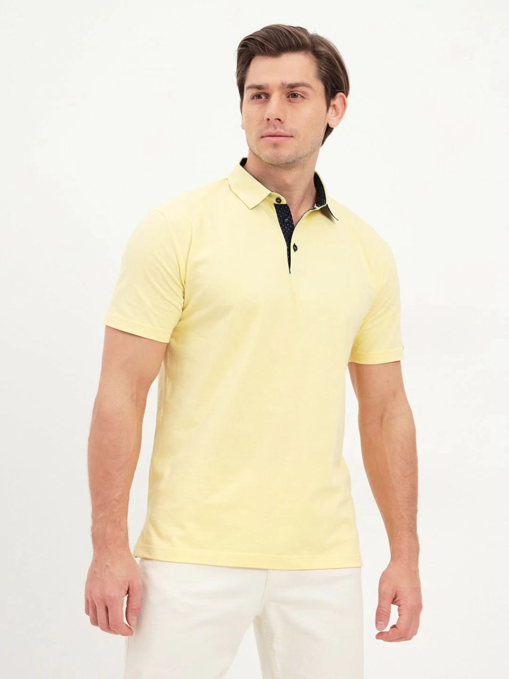 Джемпер мужской с воротником поло короткий рукав GREG G144-PO1246T-SA0048 (лимон)  фото 7