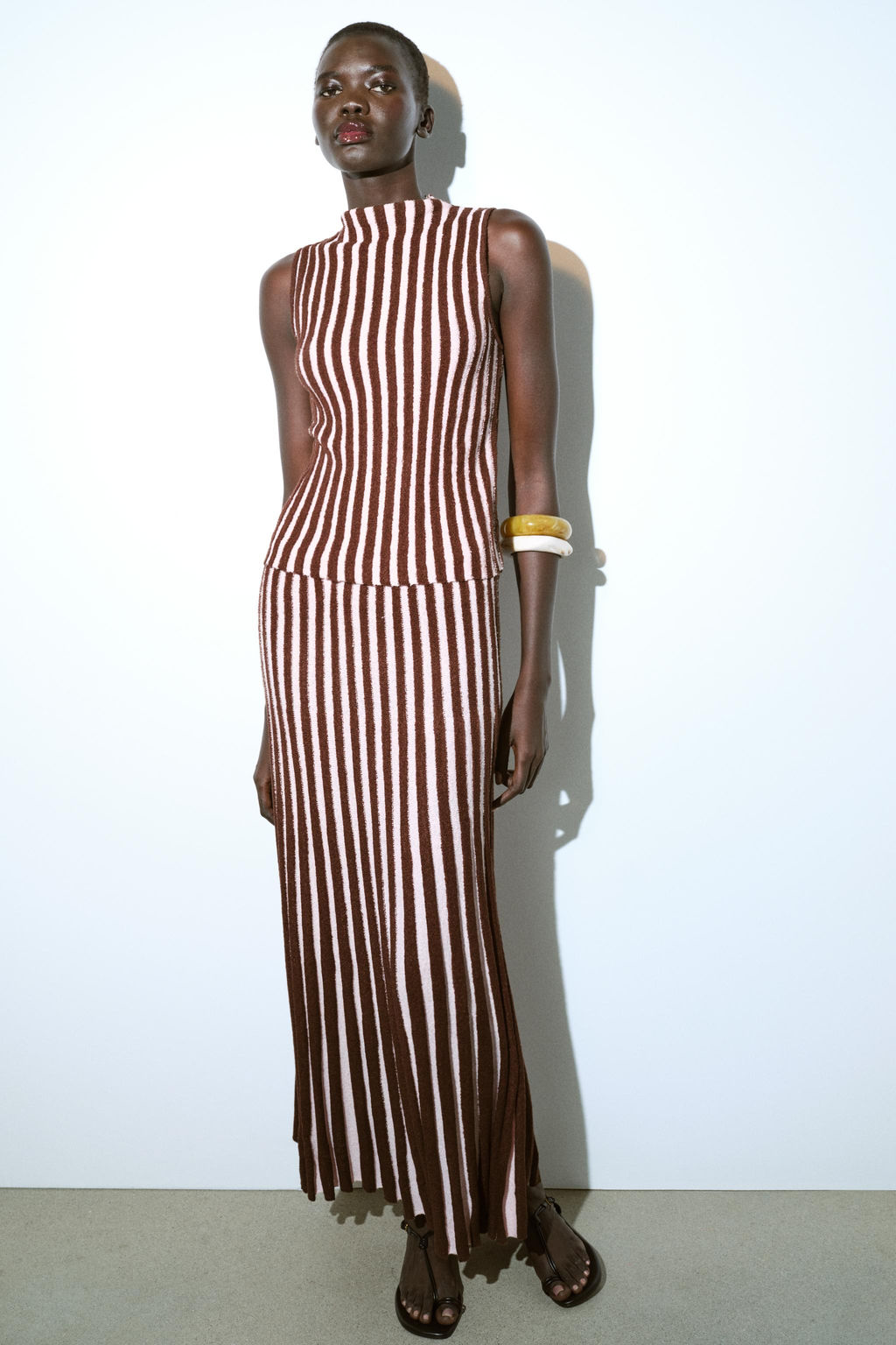 TEXTURED STRIPED PLEATED SKIRT - Zara фото 10
