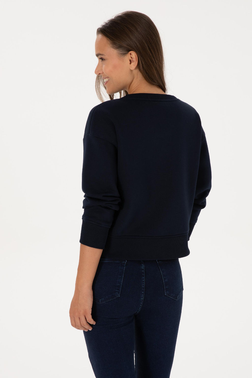 Kad_n Lacivert Basic Sweatshirt Sepette S_rpriz _ndirim - U.s. polo assn фото 5