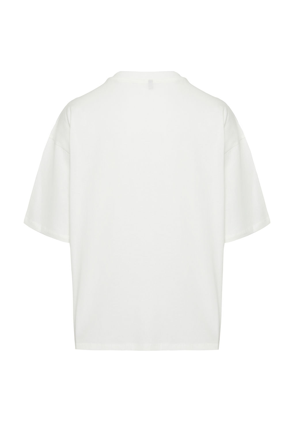 Ekru Oversize/Genis Kesim %100 T-Shirt TMNSS22TS0318