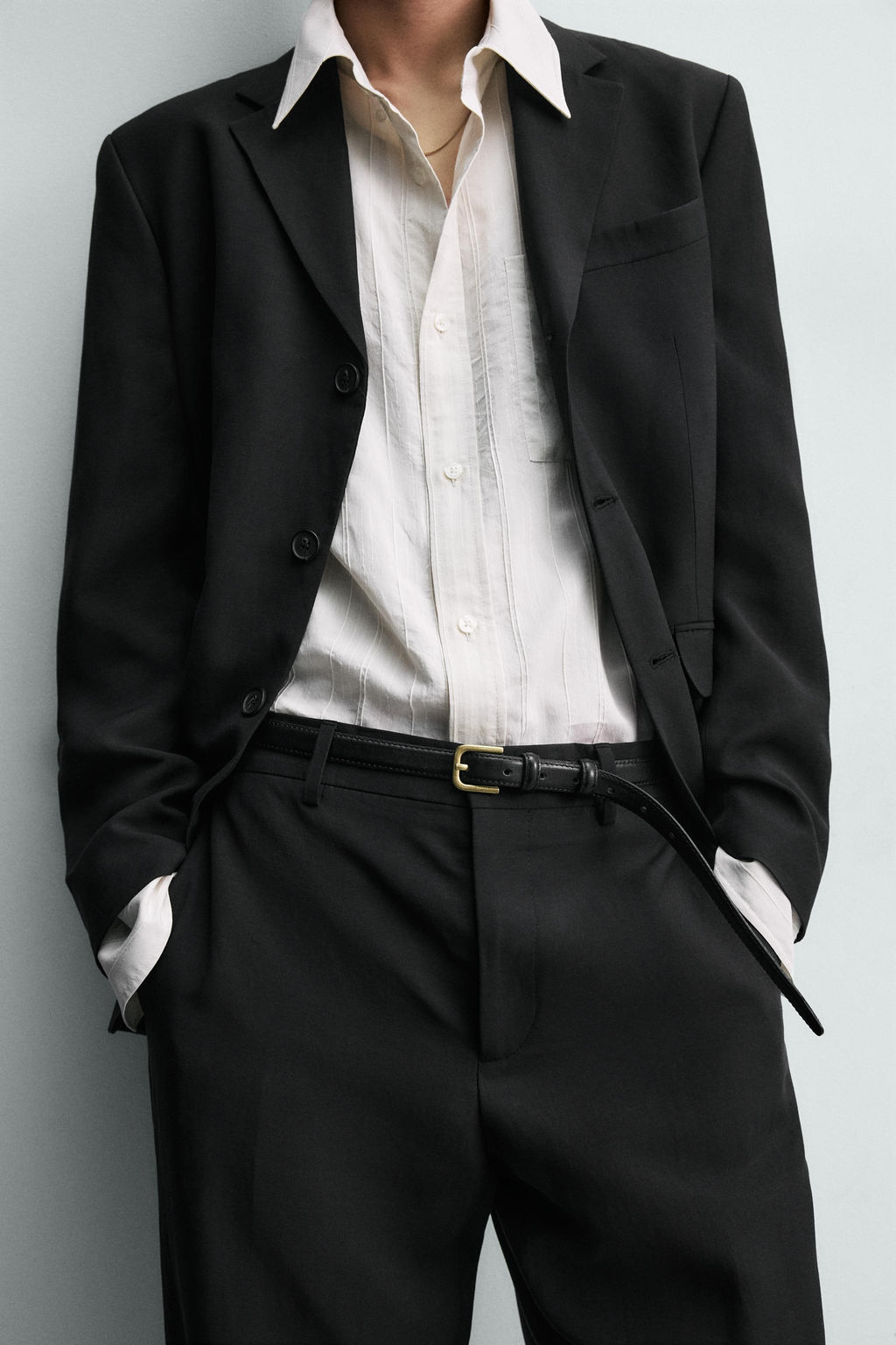 BLAZER TRAJE RELAXED FIT VISCOSA - LINO / Negro - Zara фото 5