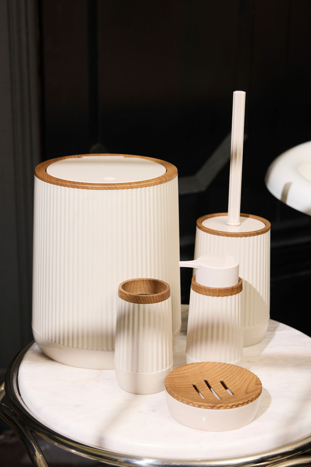 Trendyolmilla Home 3lu Plastik Ahsap Gorunum Detayl? Sabunluk Banyo Seti TPHSS25BST00001  фото 4