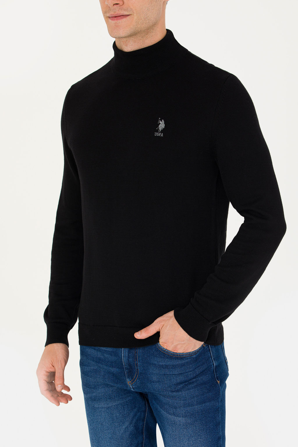 U. S. Polo Assn Мужской черный базовый свитер - U.s. polo assn фото 18