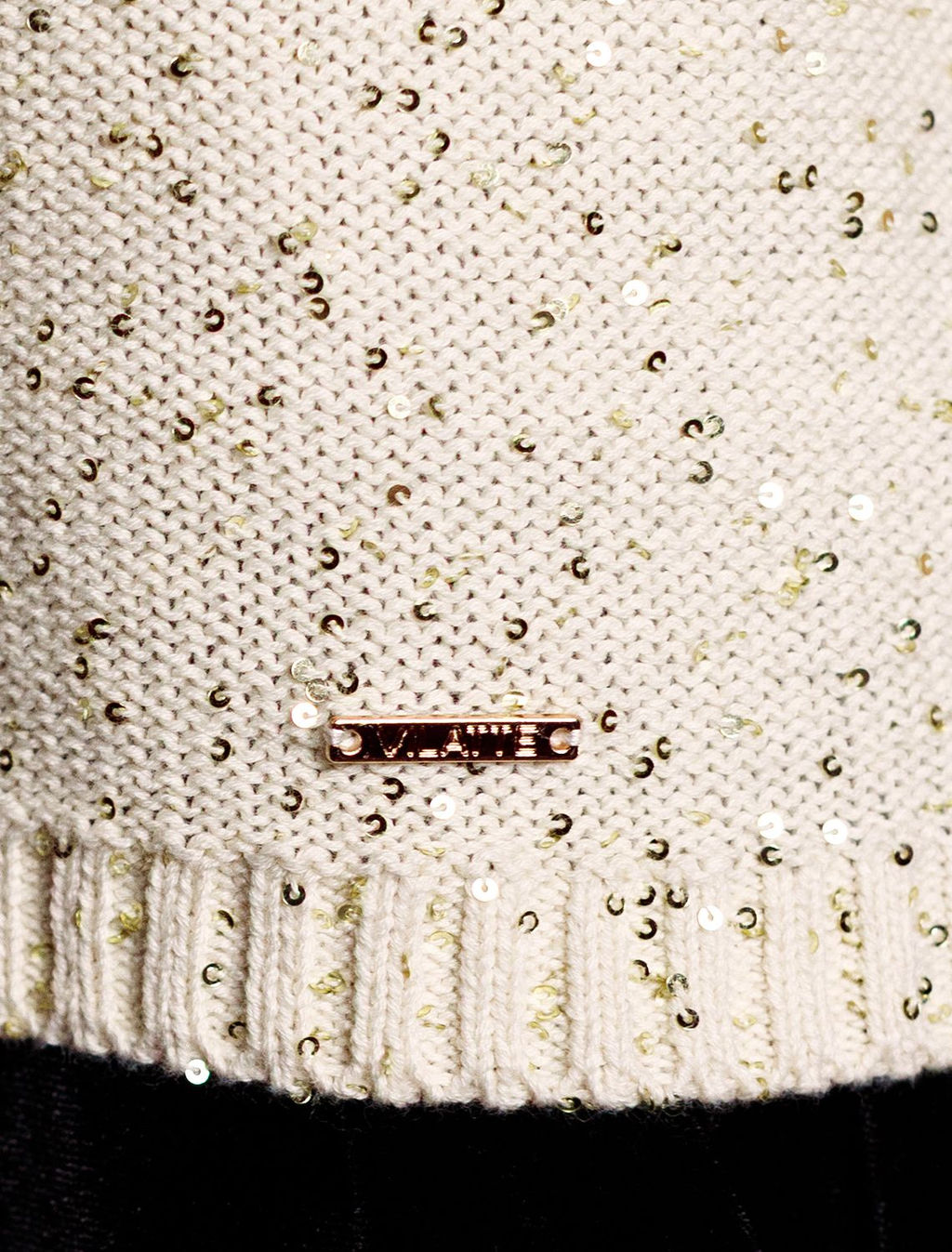 Джемпер с цельнокроенным коротким рукавом из хлопковой пряжи с пайетками - Vilatte фото 4