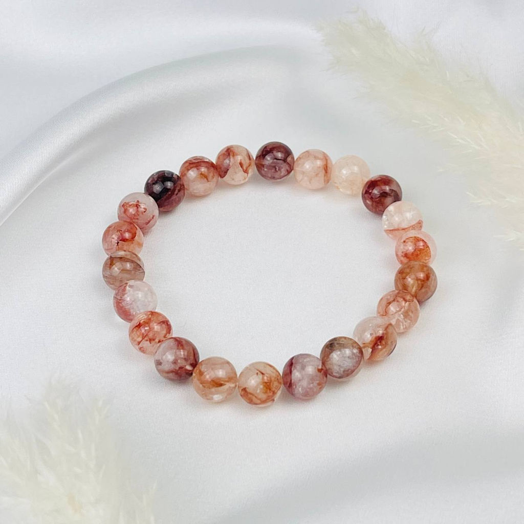 Браслет из Кварца с включением Гематита "огненный Кварц" 20 см