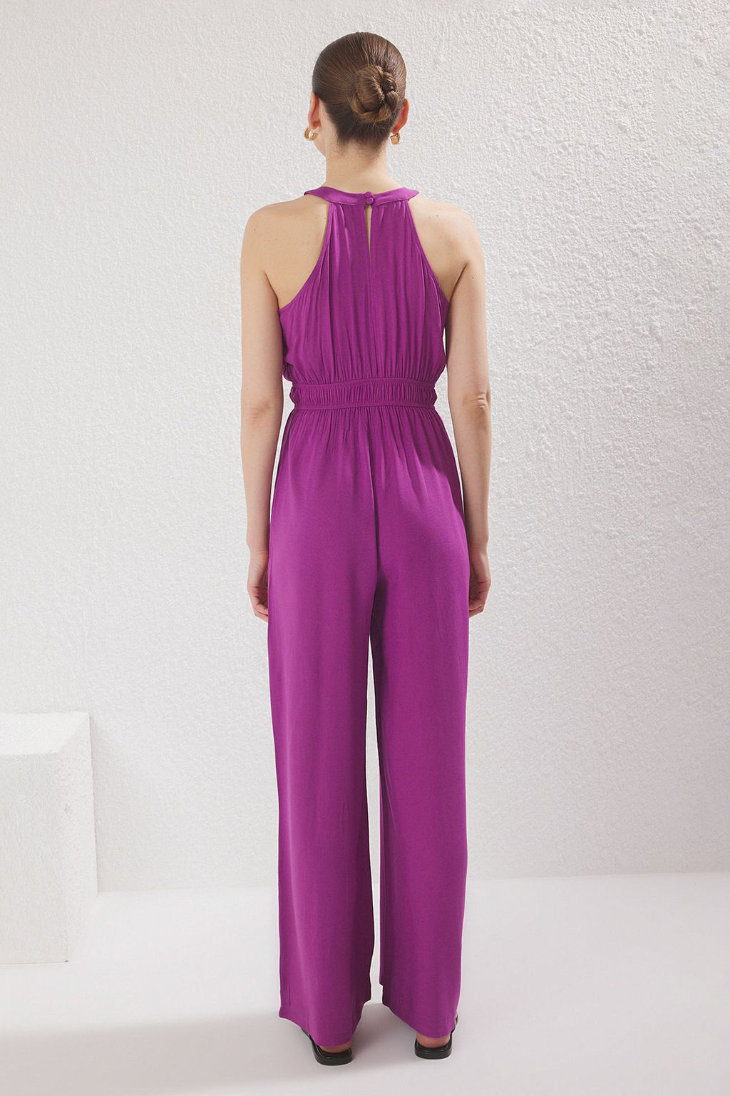 Mor Beli Buzgu Detayl? Genis Paca Maxi Dokuma Tulum TWOSS23TU00121