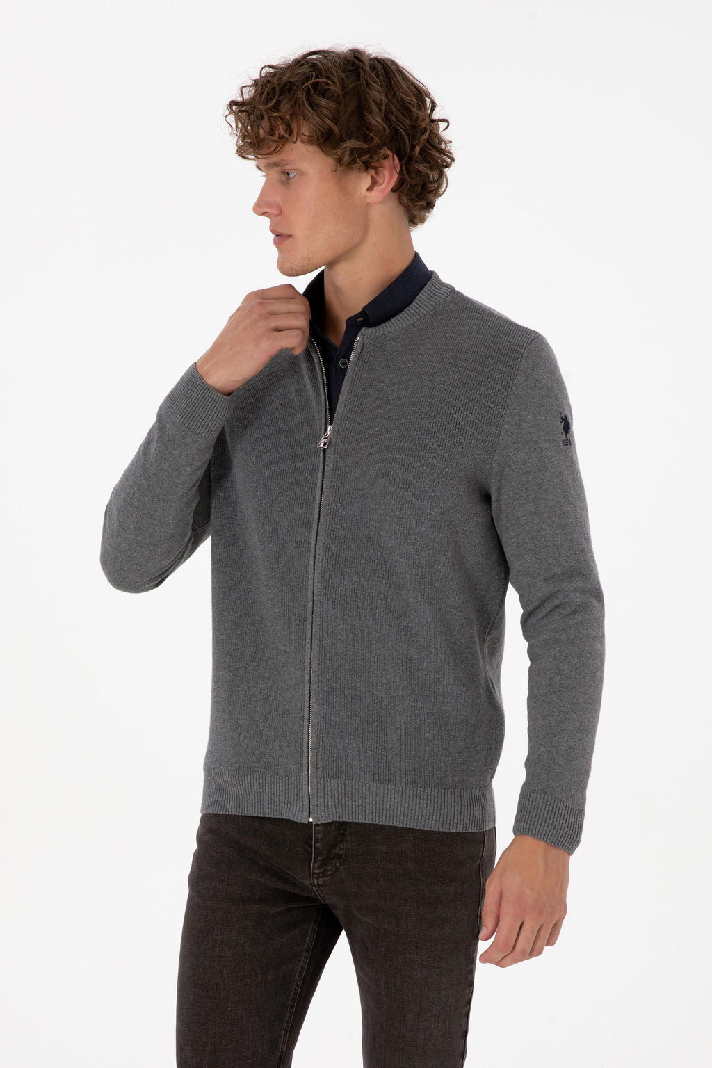 Erkek Gri Melanj Basic Triko H_rka Sepette S_rpriz _ndirim - U.s. polo assn фото 3