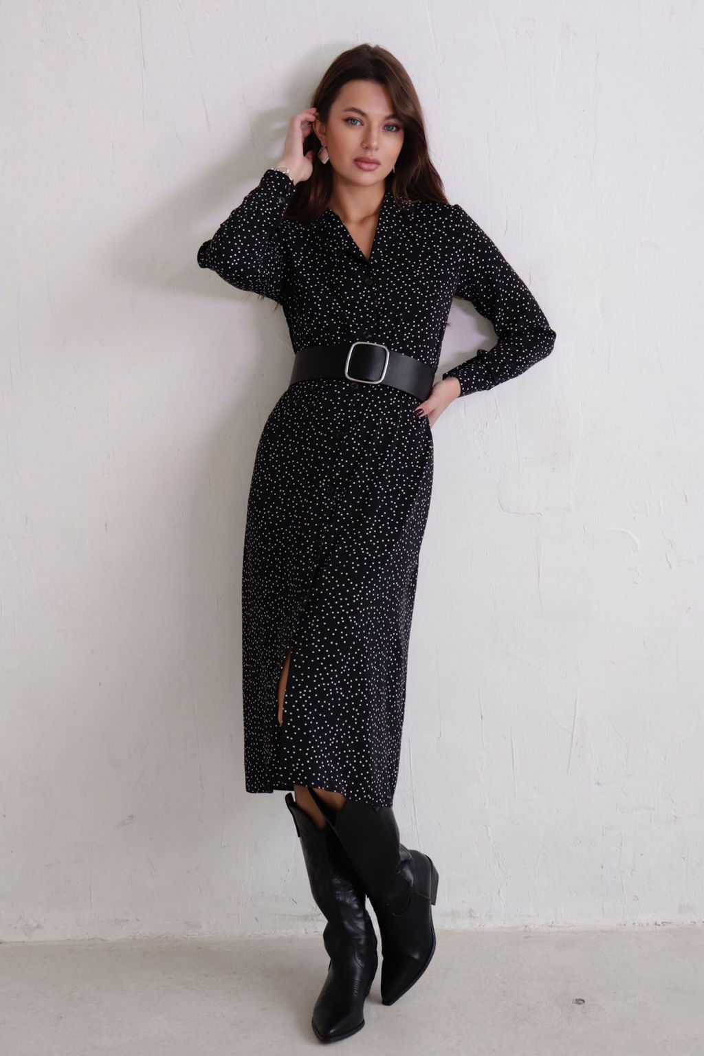 Платье-рубашка с английским воротником принт - Martichelli фото 21