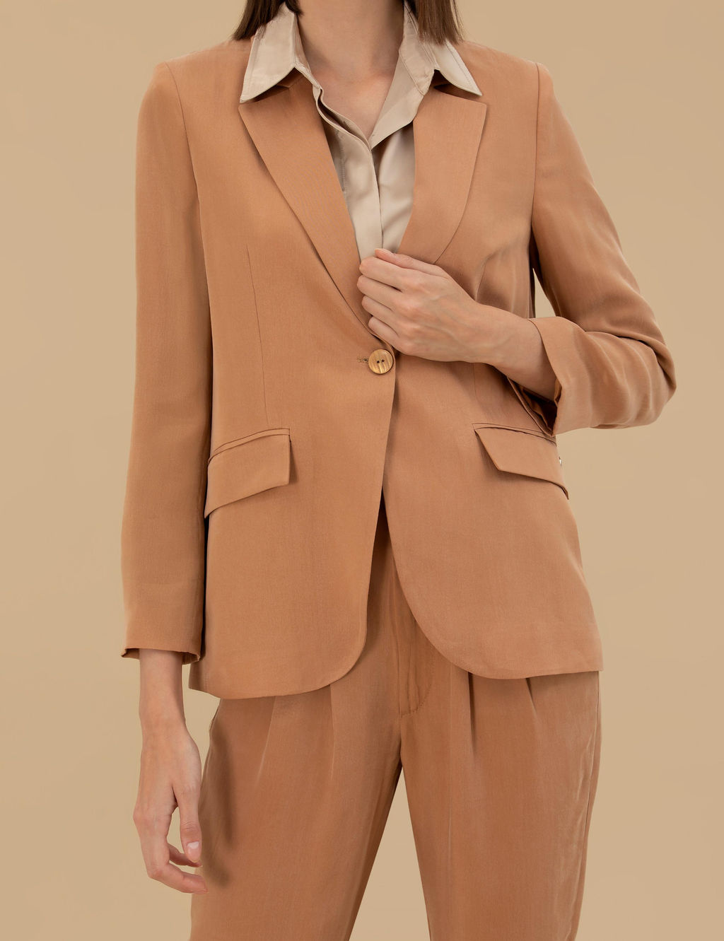 Kahverengi Kupro Regular Fit Ceket