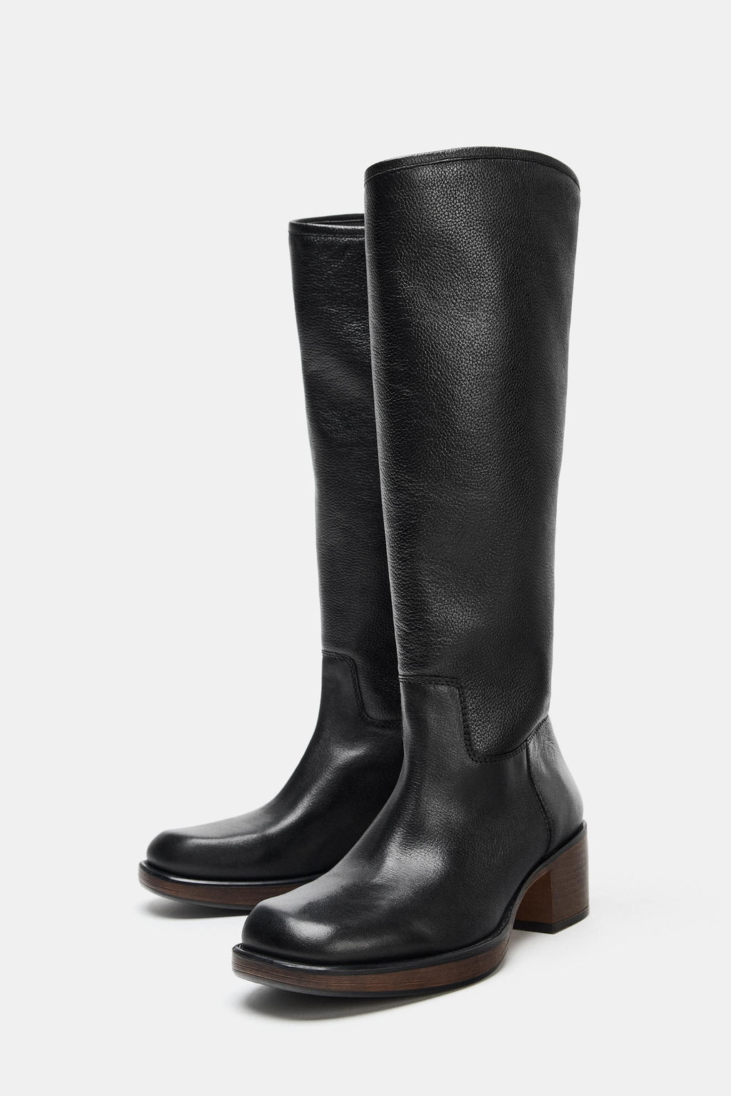 LEATHER HEEL BOOTS - Zara фото 5