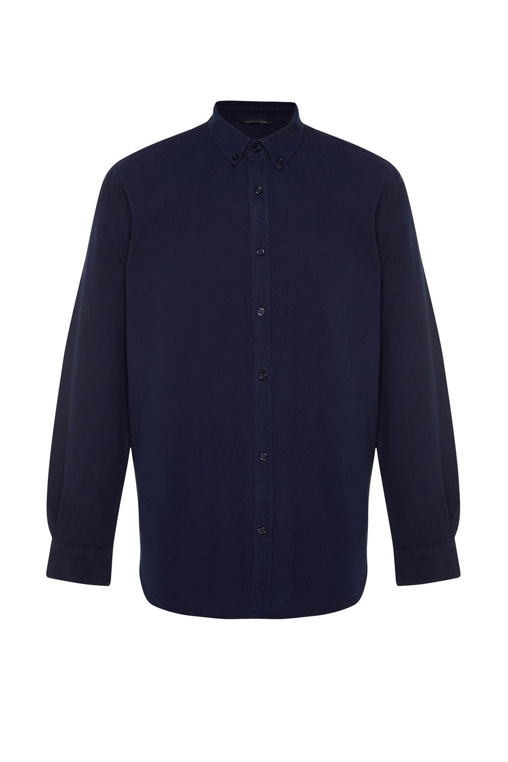 Lacivert Unisex Regular Fit %100 Pamuklu Keten Gorunumlu Gomlek TMNSS23GO00099 TMNSS23GO00099