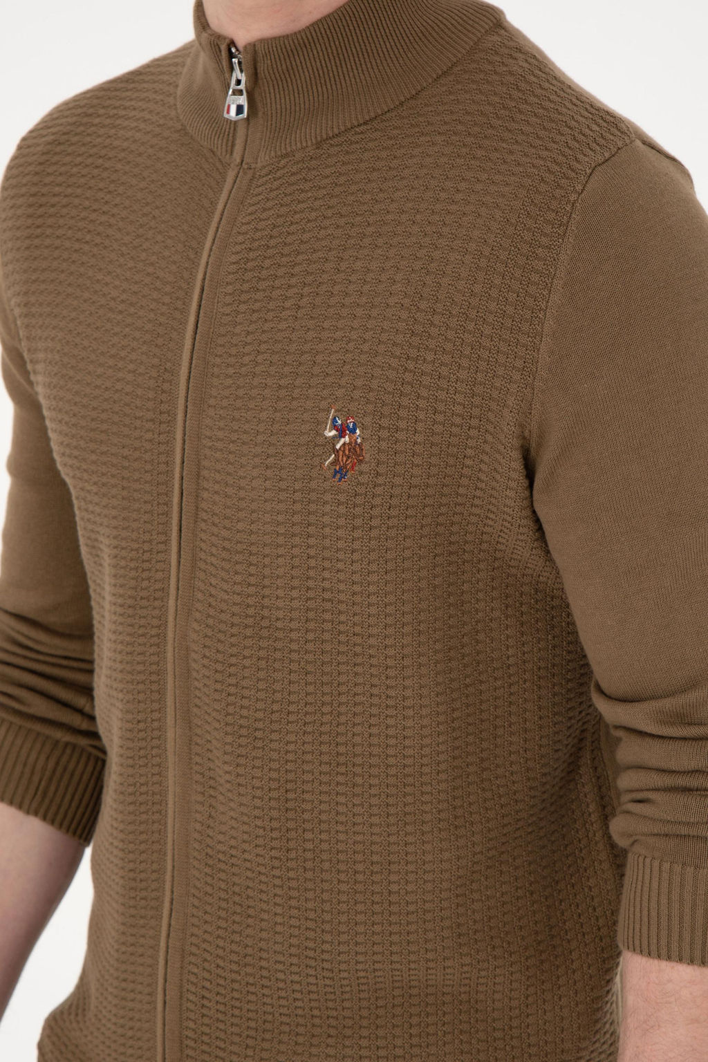 Мужской базовый трикотажный кардиган цвета хаки Неожиданная скидка в корзине - U.s. polo assn фото 14