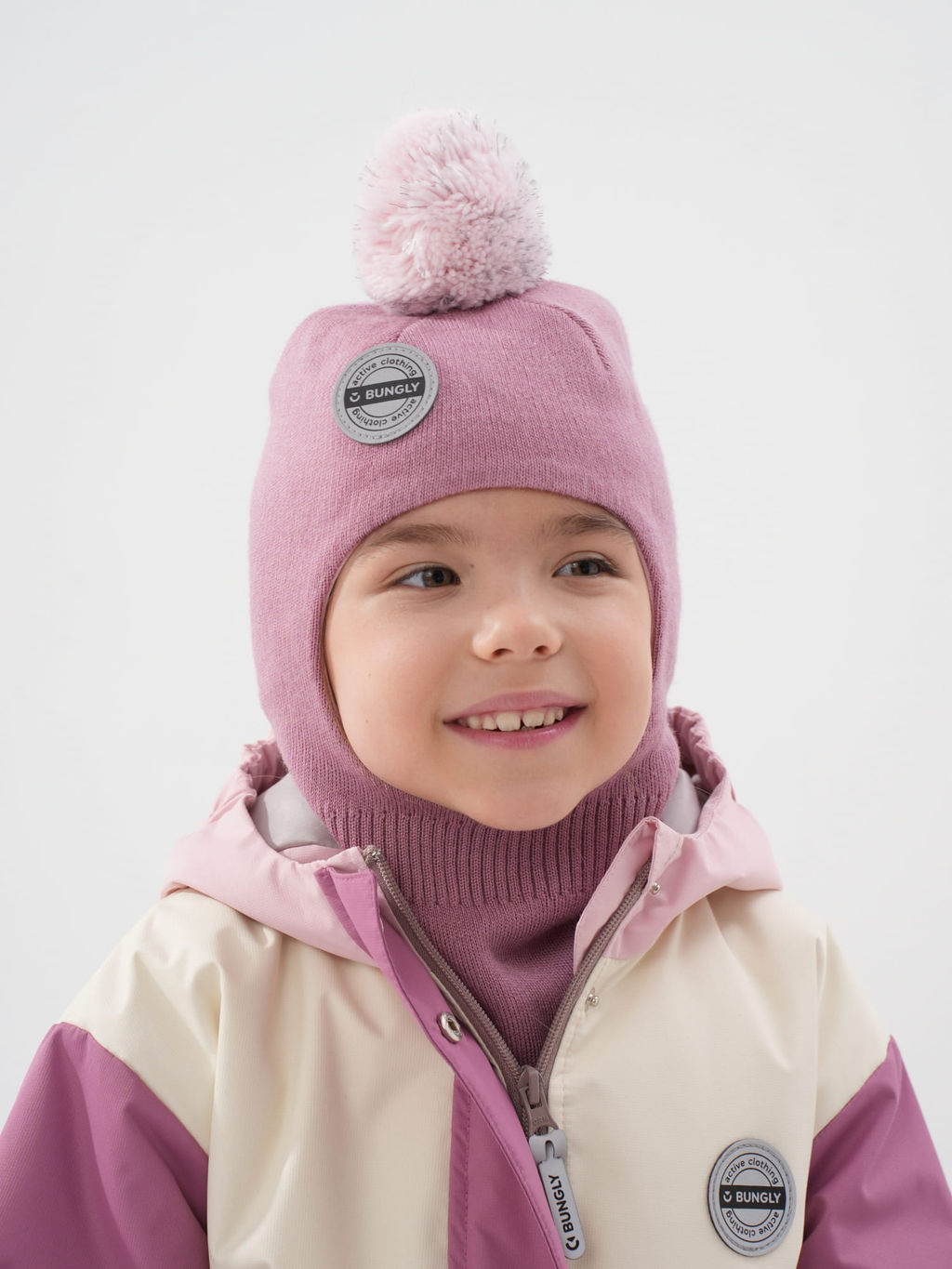 Шлем демисезонный из смесовой шерсти Пудра - Bungly фото 4