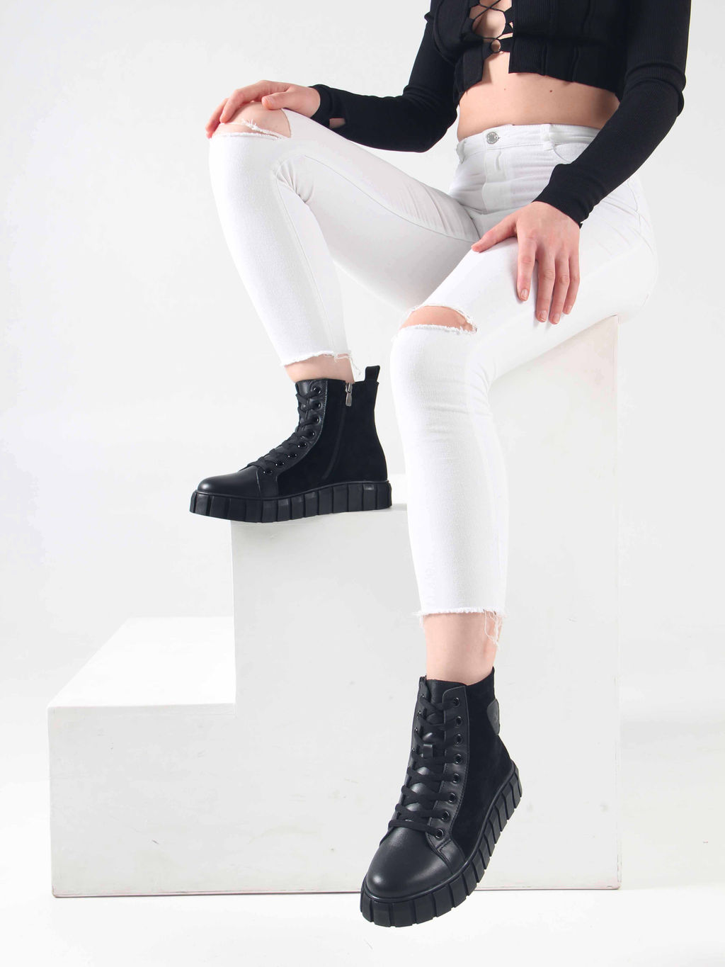 Ботинки 214.1918bl.Black.w/Байка