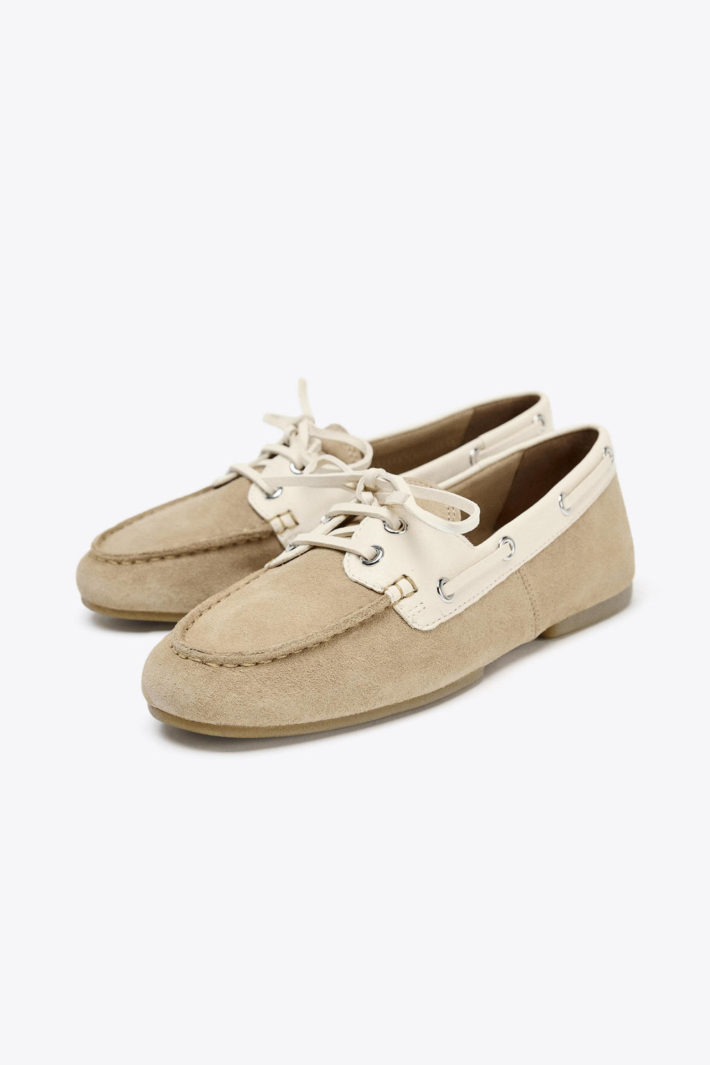 CONTRAST SUEDE LACE-UP LOAFERS - Zara фото 12