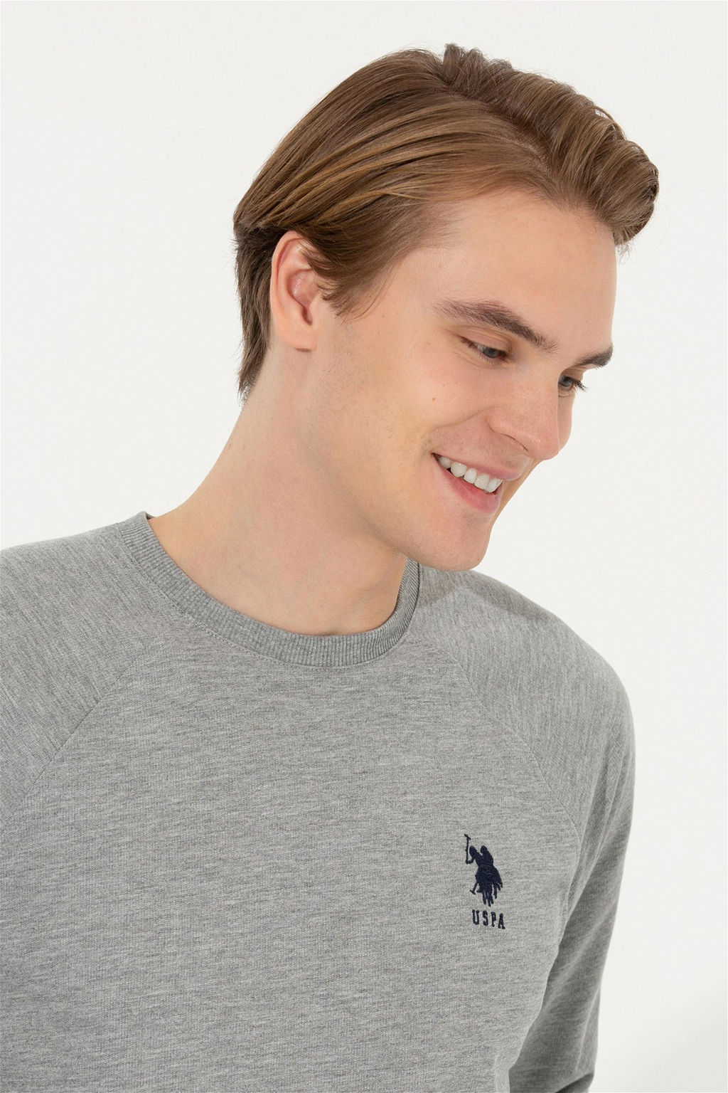 Erkek Gri Melanj Basic Sweatshirt Sepette S_rpriz _ndirim - U.s. polo assn фото 2