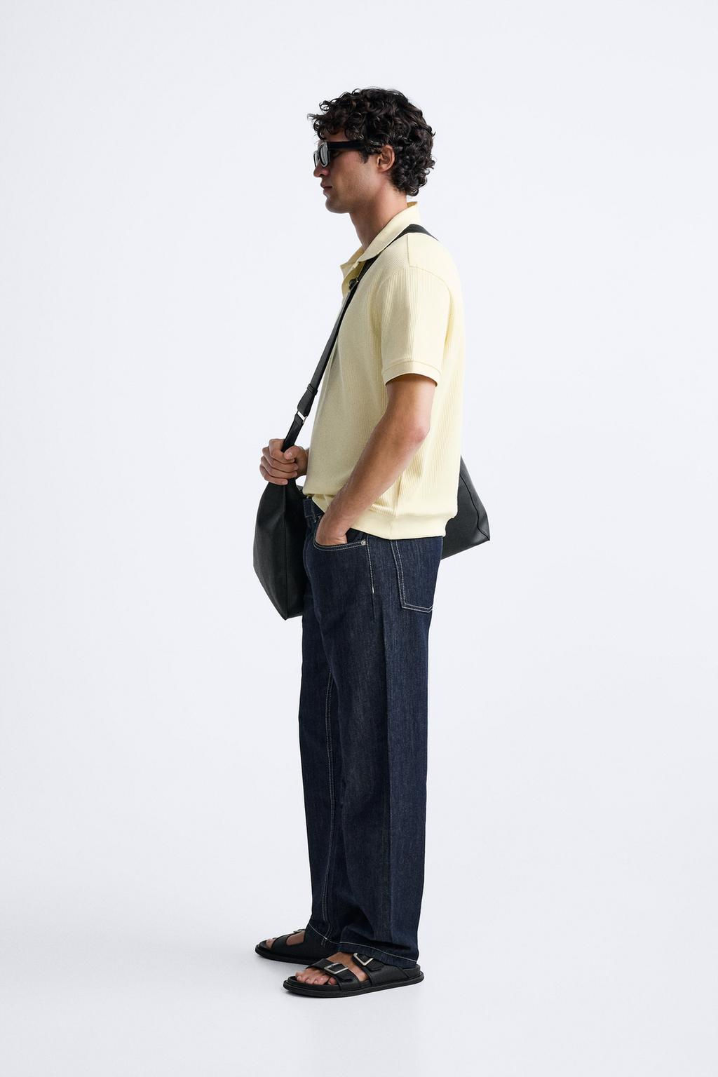 TEXTURED POLO SHIRT WITH RIBBED TRIMS - Zara фото 40