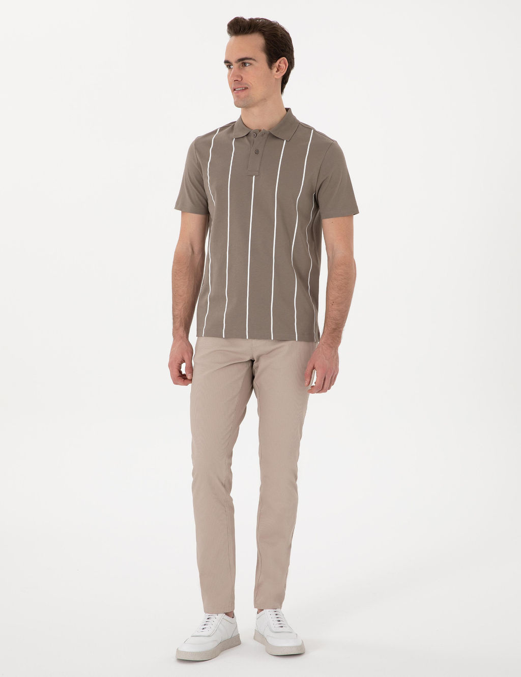 Bej Slim Fit Kanvas Pantolon