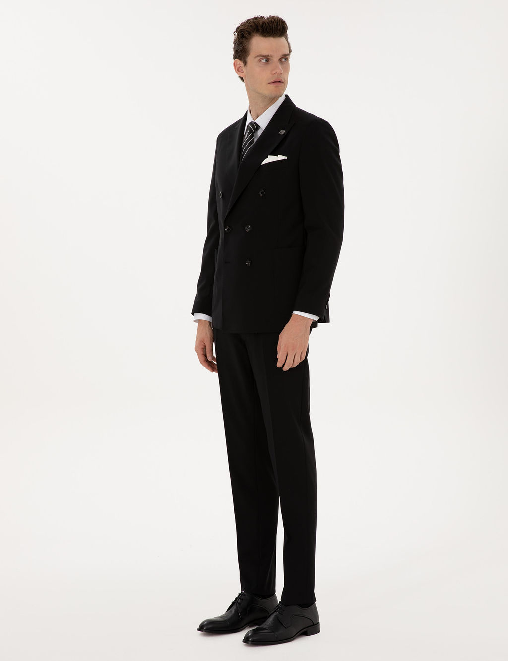 Siyah Ex. Slim Fit %100 Y_n Kruvaze Tak_m Elbise