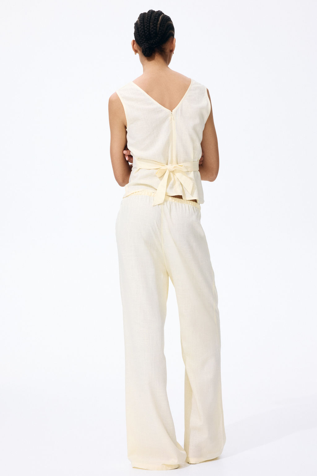 Pantal?n en mezcla de lino con cord?n de ajuste - H&m фото 5