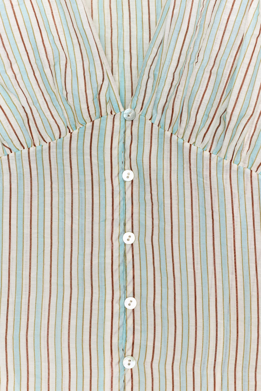 CAMISA RAYAS CINTURA ENTALLADA / blanco/turquesa - Zara фото 8