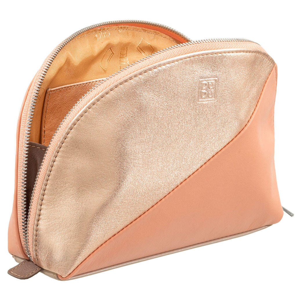 Итальянская кожаная косметичка DuDu серии Antille | золотистый пэчворк - Dudubags фото 3