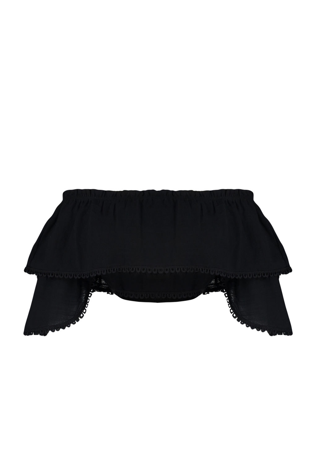 Siyah Crop Dokuma Volanl? Plaj Bluz TBESS24BZ00008 - Trendyolmilla фото 7