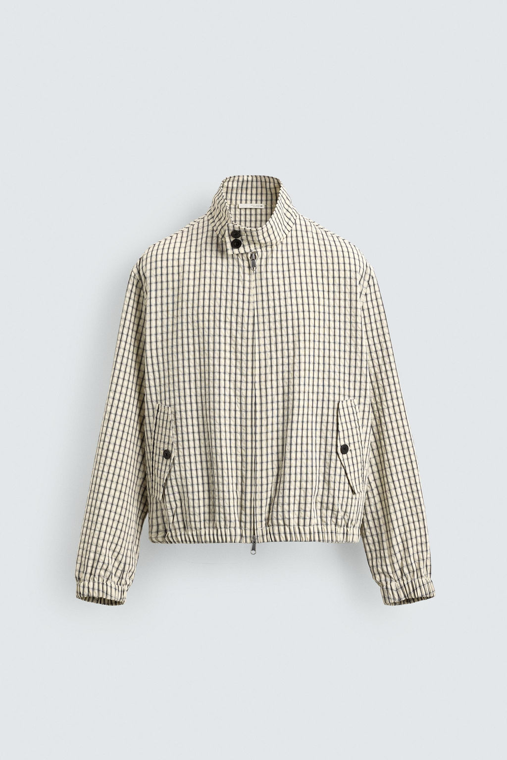 CAZADORA CROPPED FIT CUADROS TEXTURA / Crudo / Negro - Zara фото 8