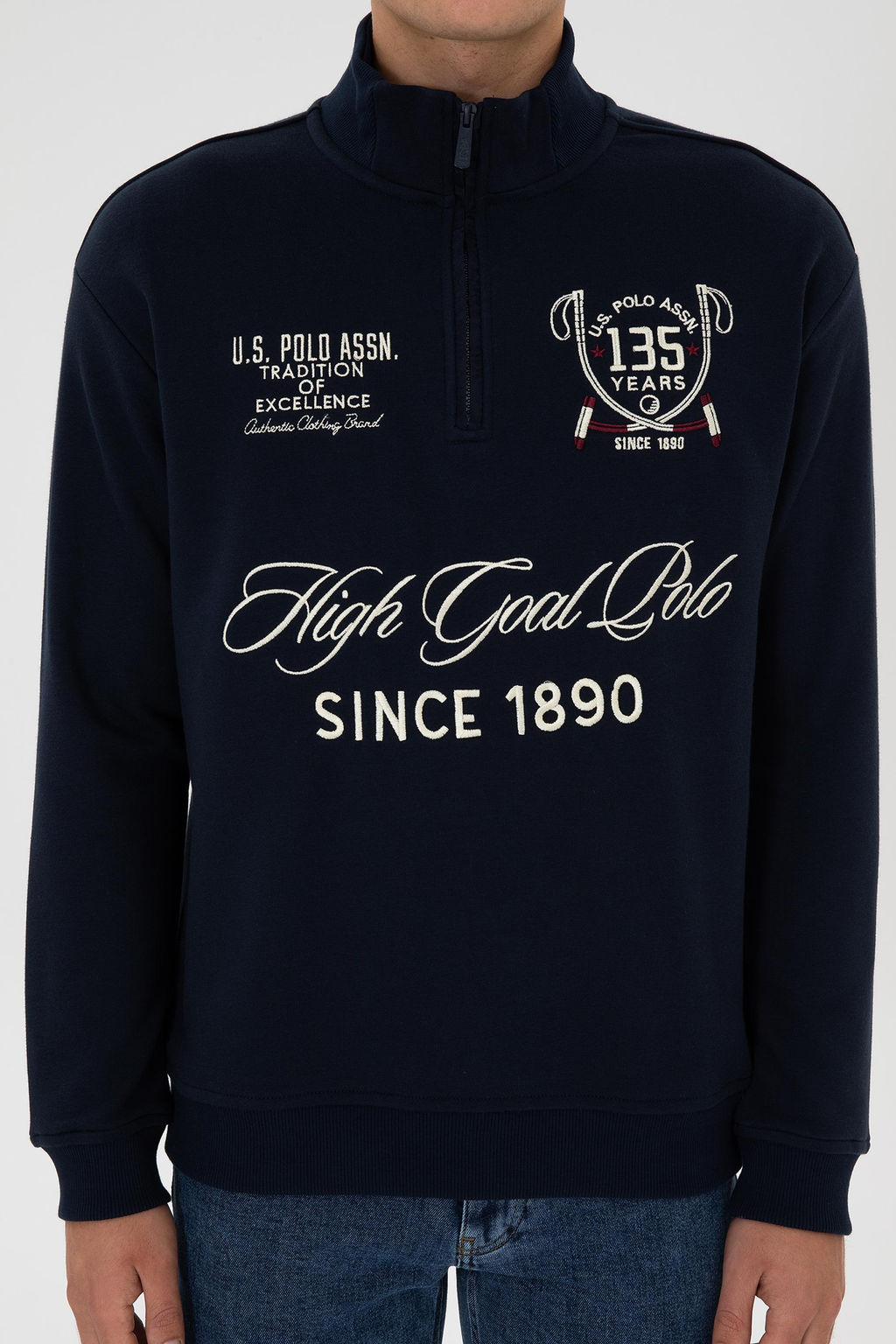 Erkek Comfort Fit Yar_m Fermuarl_ Lacivert Sweatshirt - U.s. polo assn фото 6