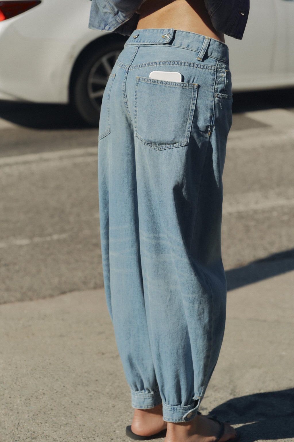 JEANS TRF BALLOON TIRO MEDIO / Azul claro - Zara фото 3