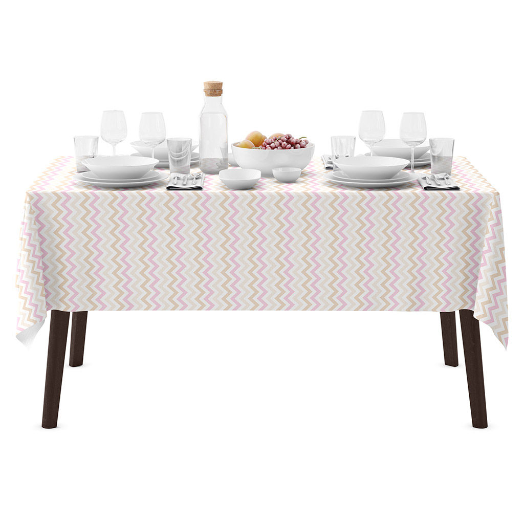 Зигзаг, розовый Скатерть 180х145см, длина стола до 140см, на 6 персон, хлопок Премиум 186г/м2, Домашняя мода (Россия)  фото 4
