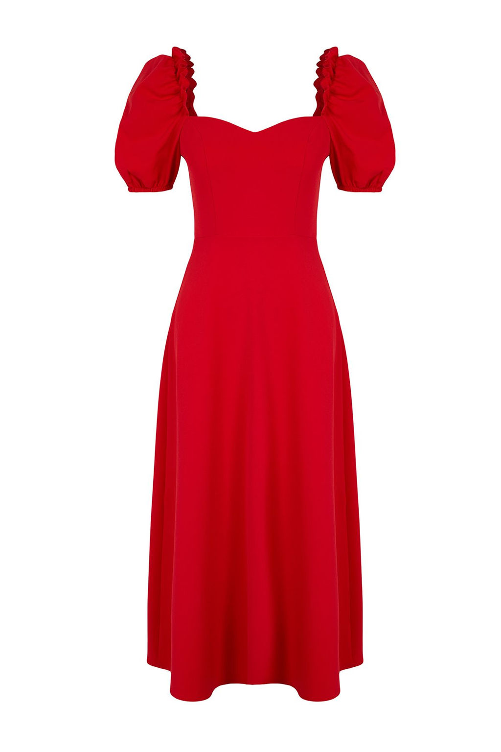 K?rm?z? A-Kesim Balon Kol Detayl? Dokuma S?k Abiye Elbise TPRSS24EL00195 - Trendyolmilla фото 6