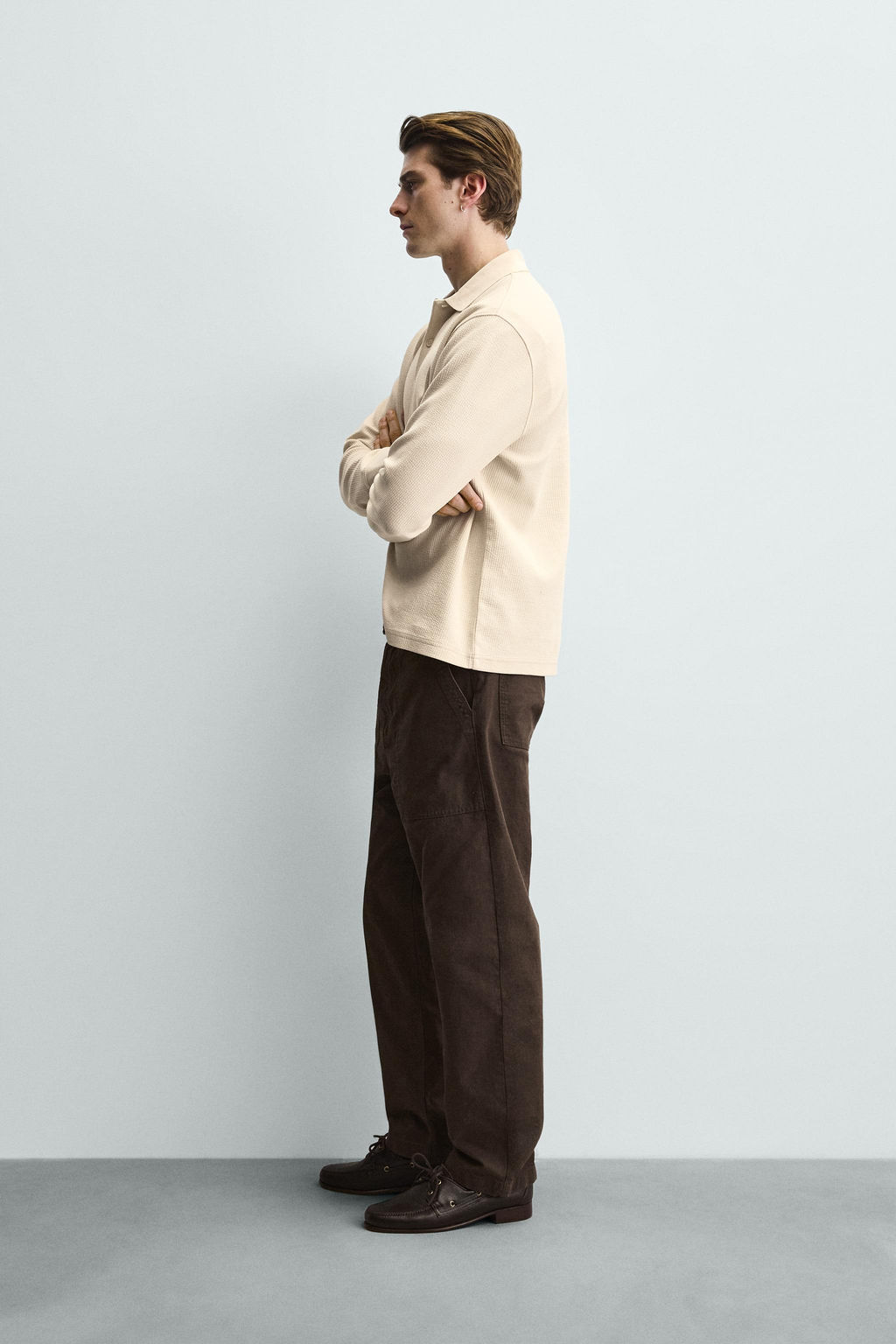 STRIPED TEXTURED POLO SHIRT - Zara фото 11