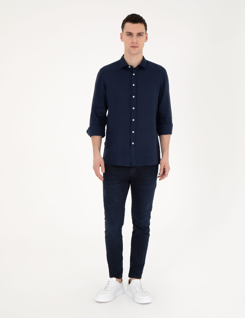 Koyu Lacivert Keten Regular Fit G_mlek