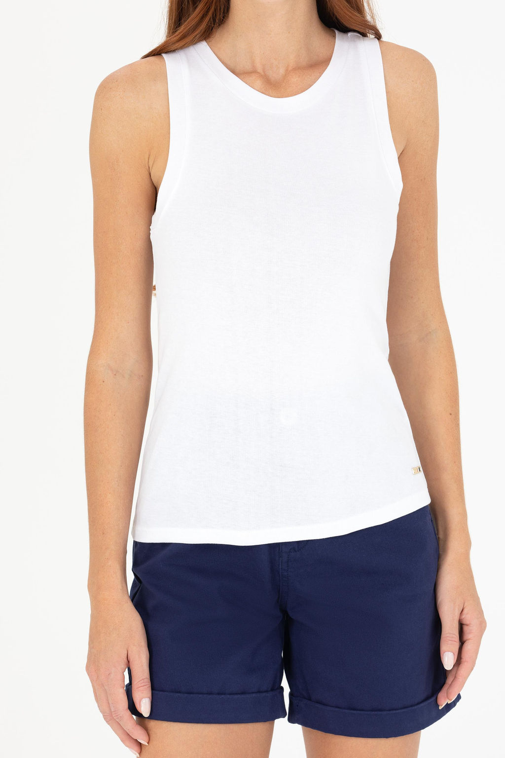 Kad_n Beyaz Bisiklet Yaka Kolsuz Ti__rt