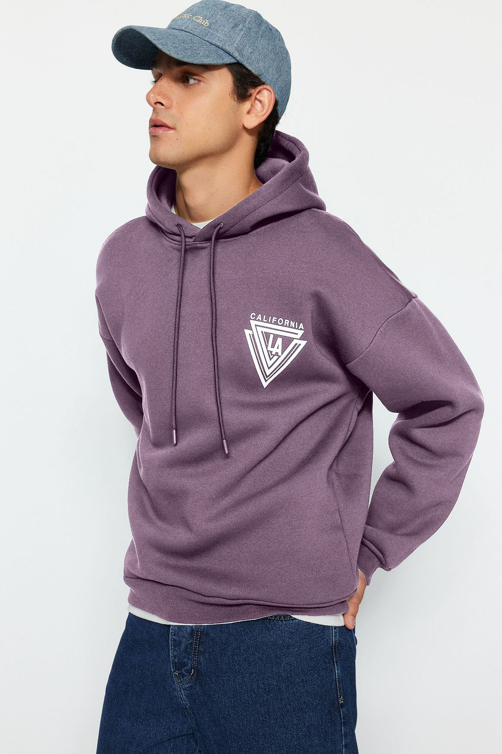TRENDYOL MAN Turuncu %100 Pamuk Kapusonlu / Genis Kesim Kolej Bask?l? Ici Polarl? Sweatshirt TMNAW24SW00063 - Trendyolmilla фото 24