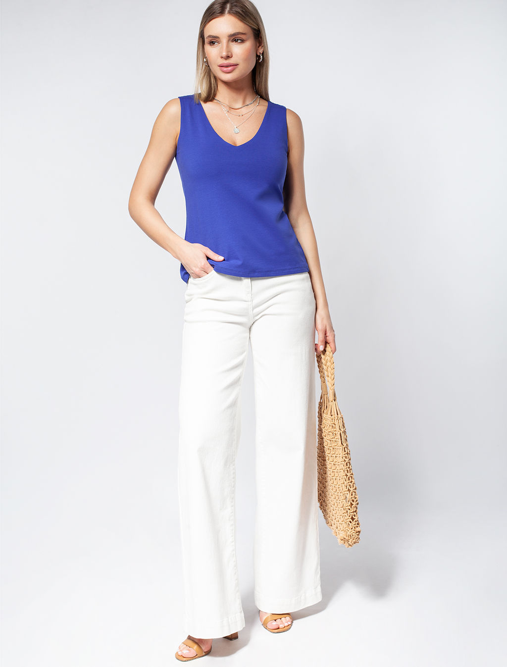 VILATTE / Топ из эластичного хлопка с двойной полочкой для идеальной поддержки  фото 3