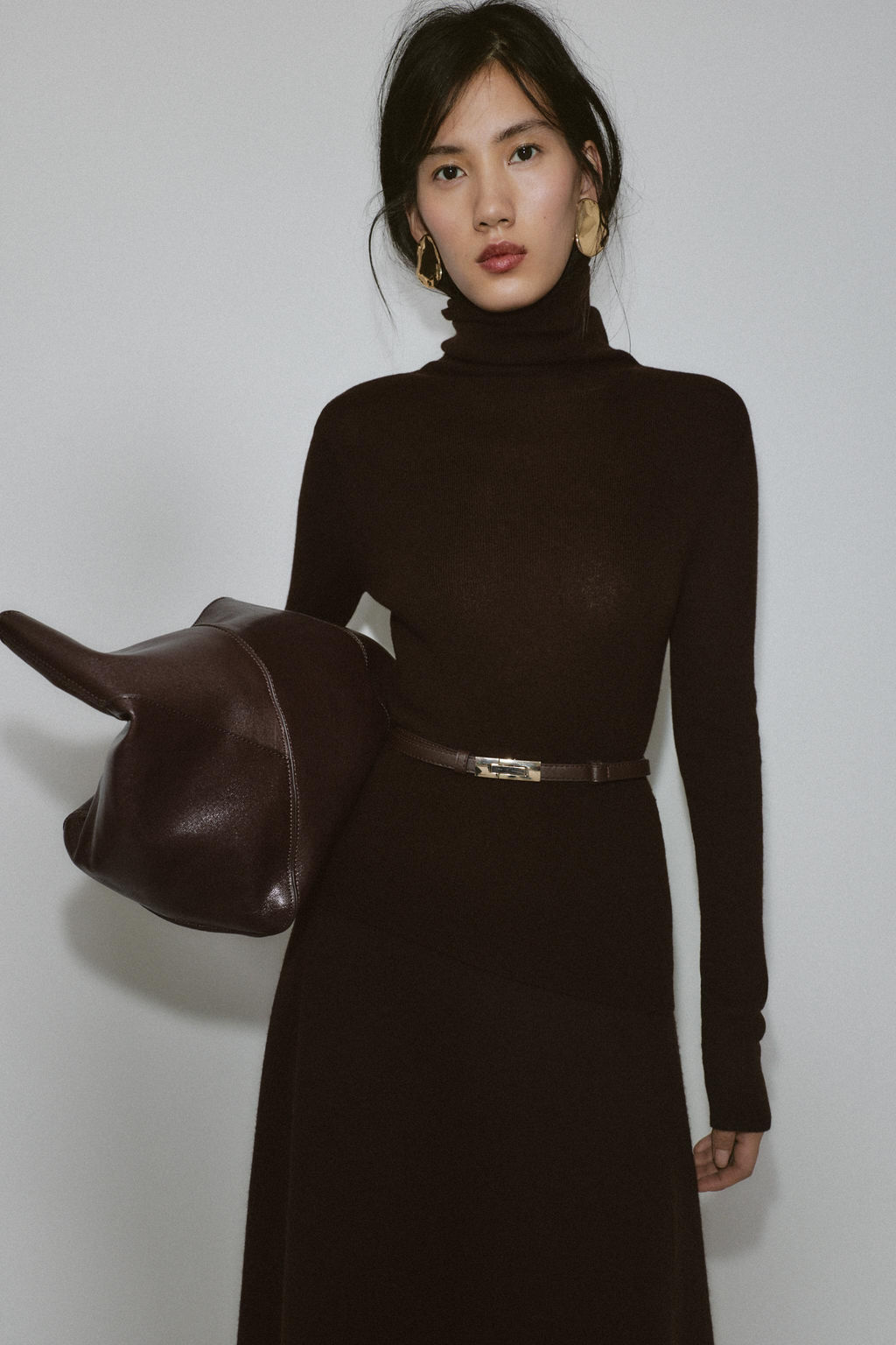JERSEY 100% LANA CUELLO SUBIDO CINTUR?N / Chocolate - Zara фото 2