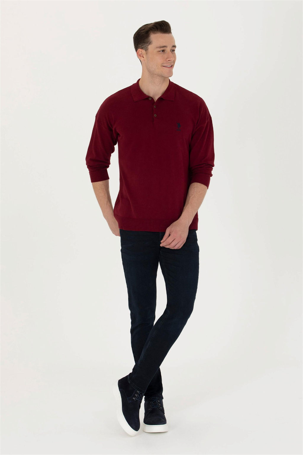 U. S. Polo Assn Мужской бордово-красный базовый свитер - U.s. polo assn фото 14