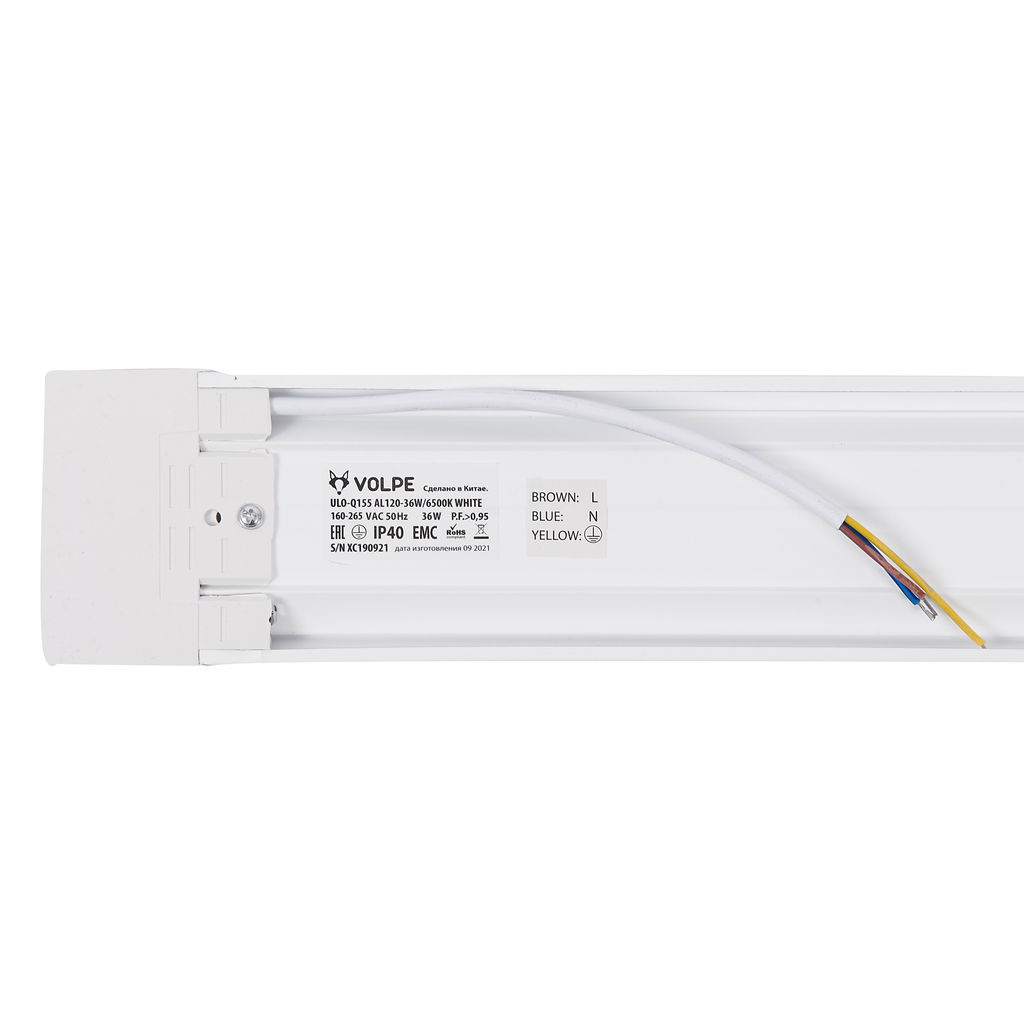 ULO-Q155 AL120-36W/6500K WHITE Светильник светодиодный накладной. Дневной свет (6500K). Рассеиватель призма. Корпус белый. ТМ Volpe
