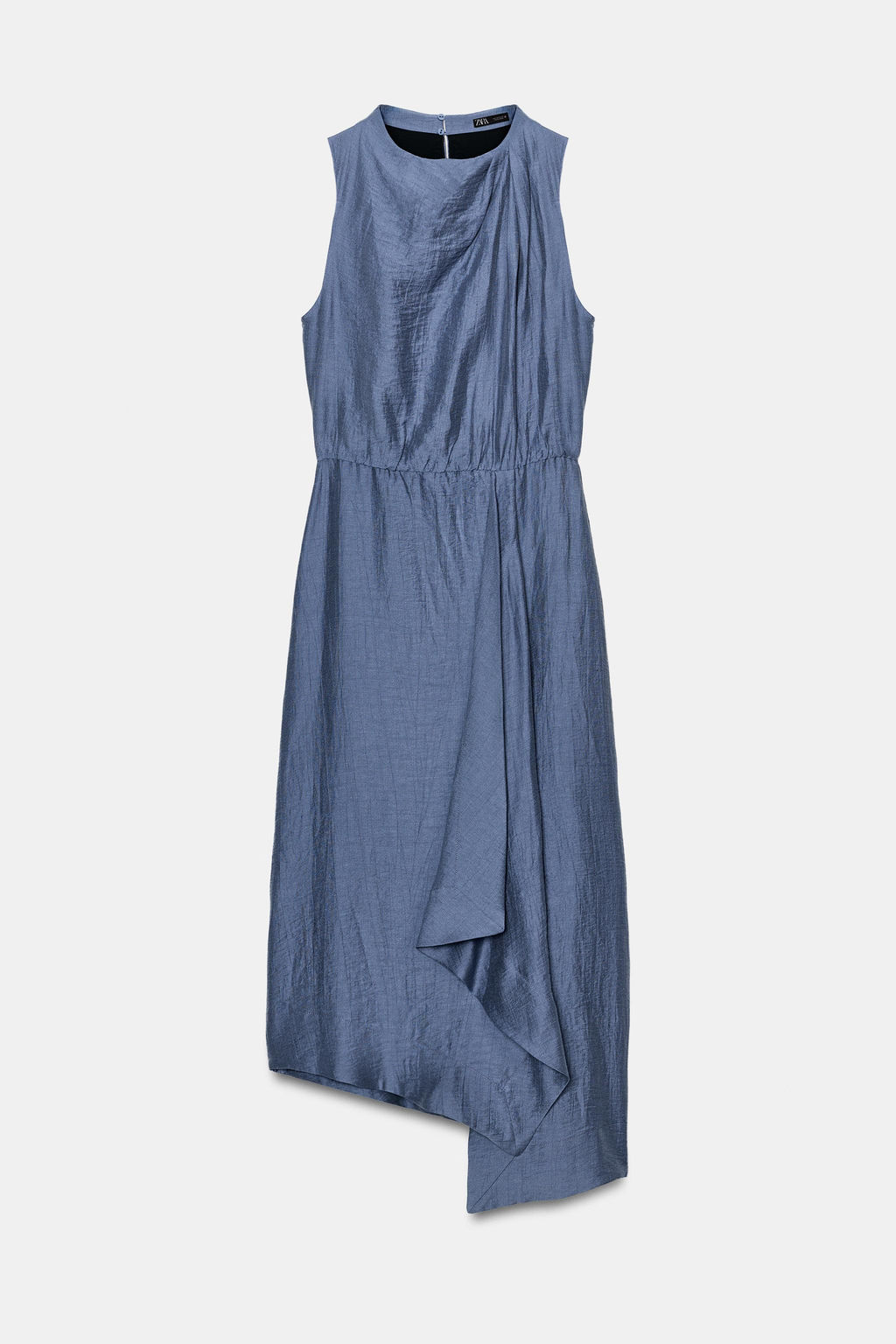 VESTIDO MIDI MANGA SISA CON LINO / Azul lavado - Zara фото 6