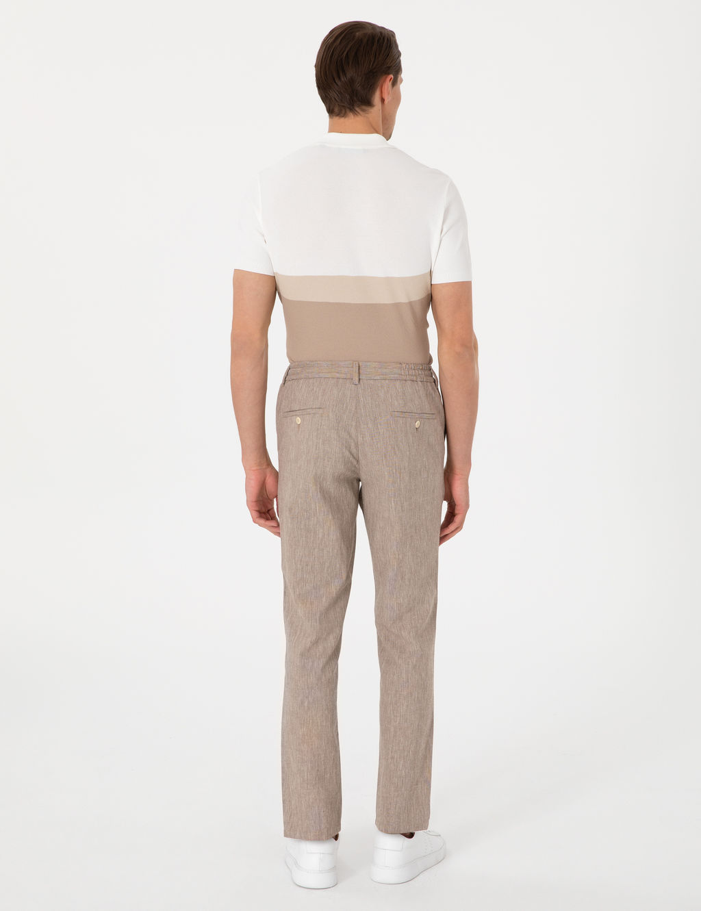 A__k Kahverengi Ex. Slim Fit Keten Kar___ml_ Pantolon