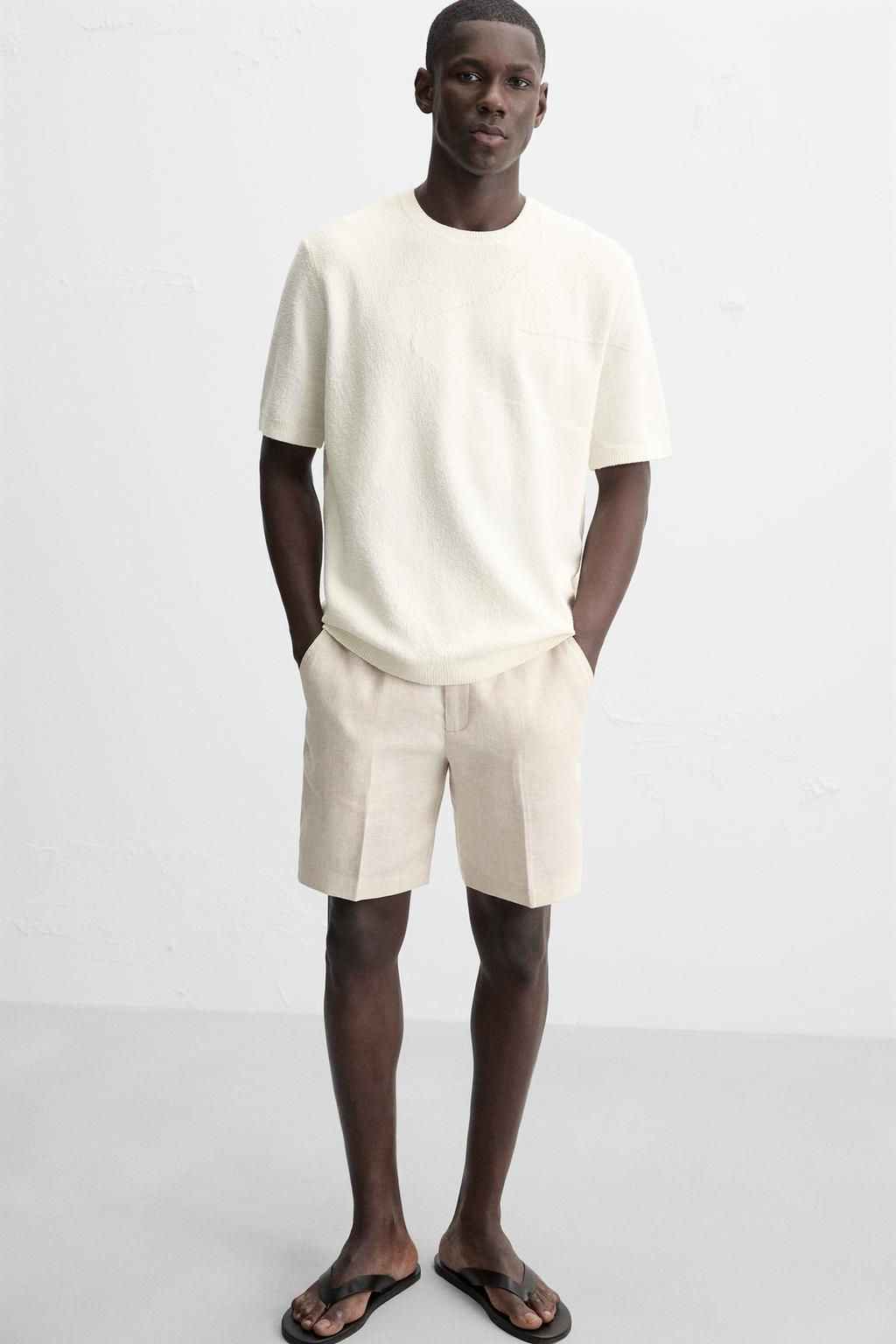 REGULAR FIT LINEN/COTTON BERMUDA SHORTS - Zara фото 6
