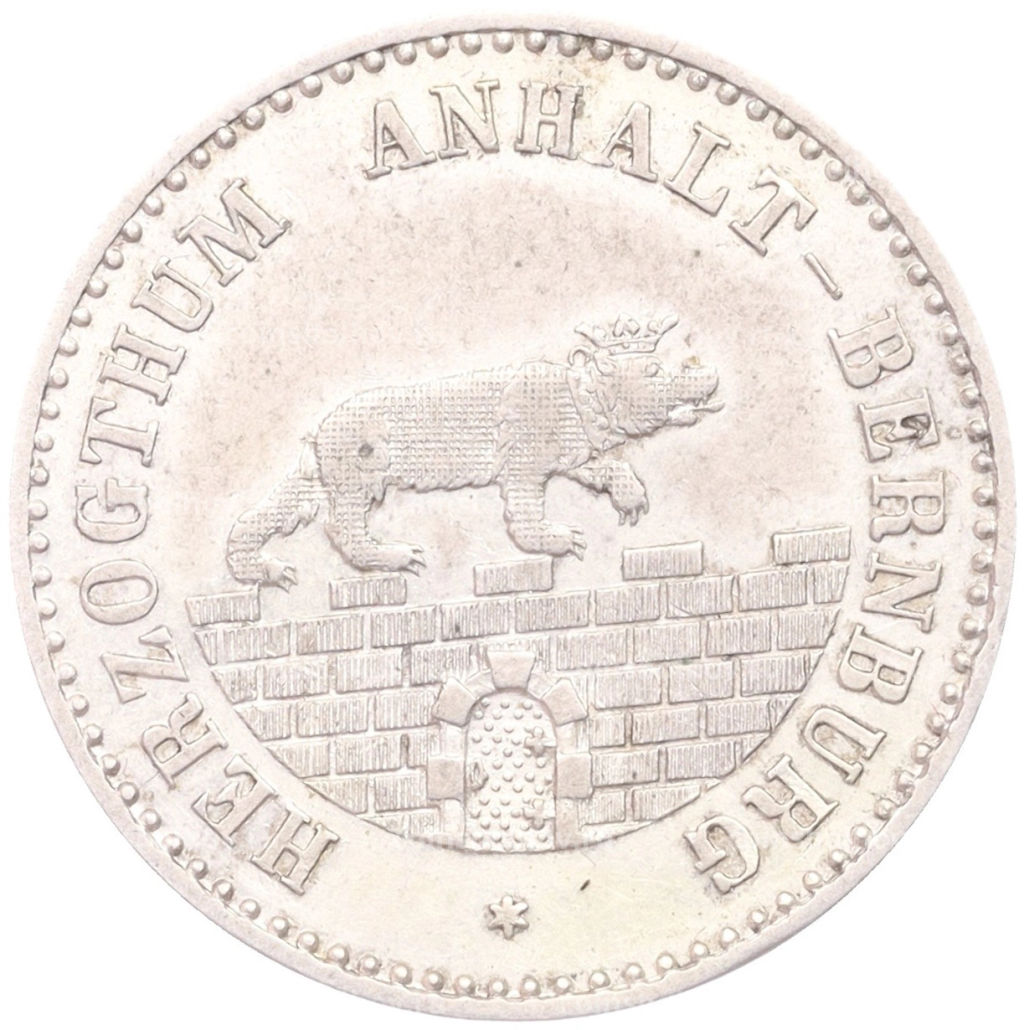 Монета 1/6 талера 1861 года A Ангальт-Бернбург