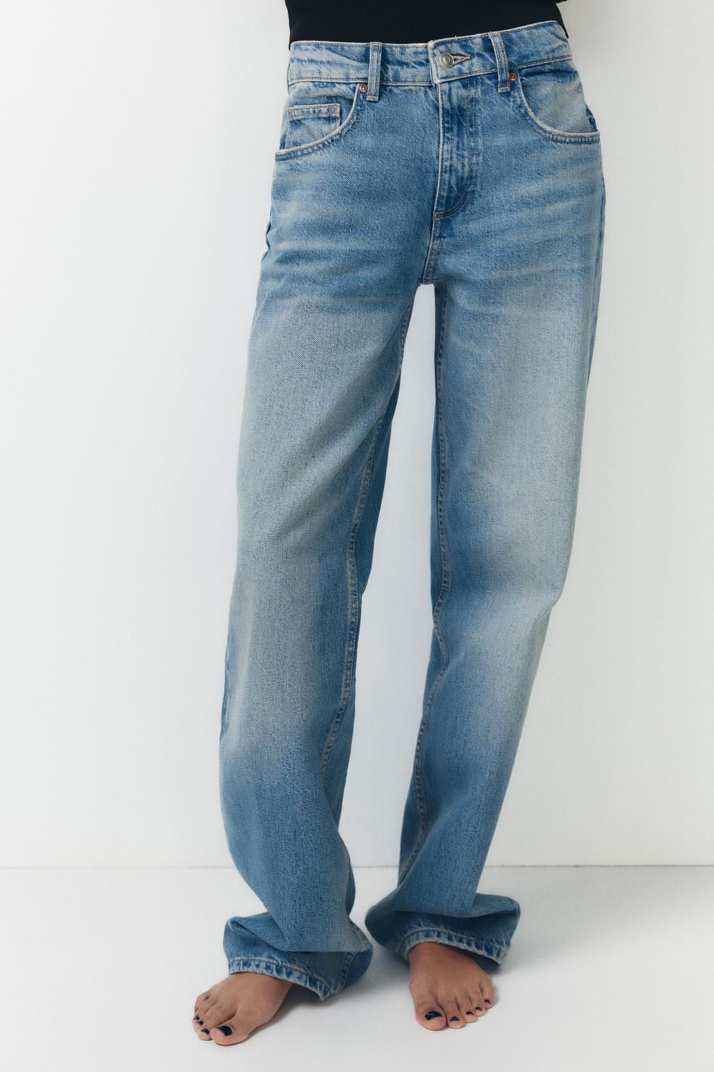 TRF WIDE-LEG MID-RISE FULL LENGTH JEANS - Zara фото 4