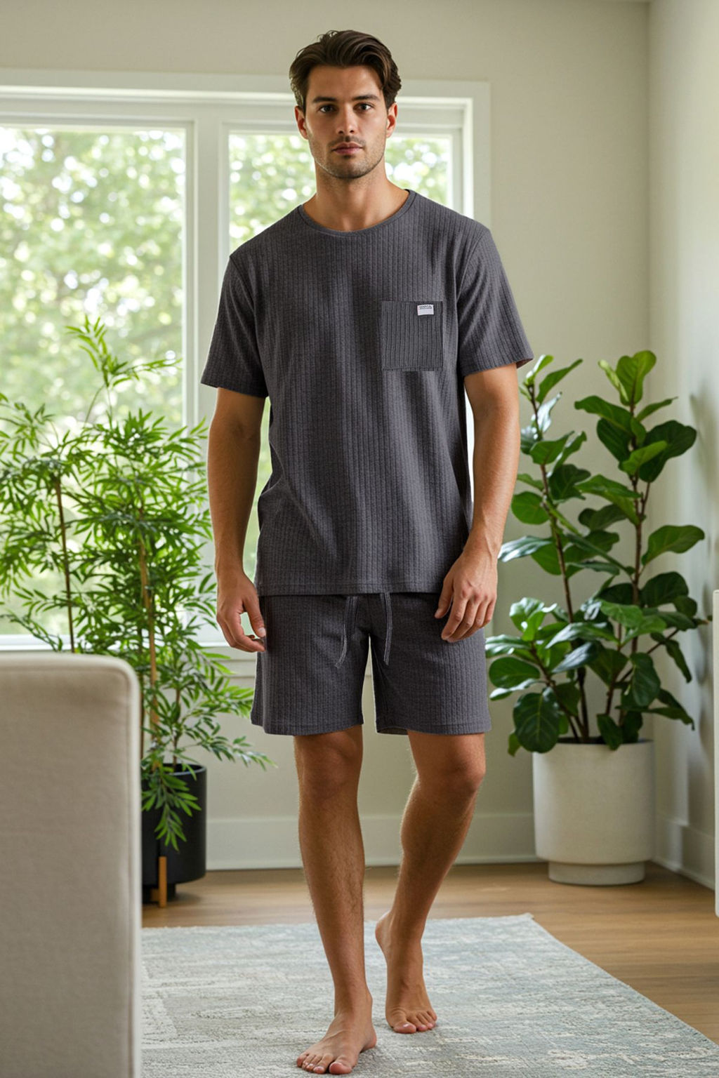 TRENDYOL MAN Lacivert Oversize Fit Fitilli Orme Sortlu Pijama Tak?m? TMNSS25PT00030 - Trendyolmilla фото 8