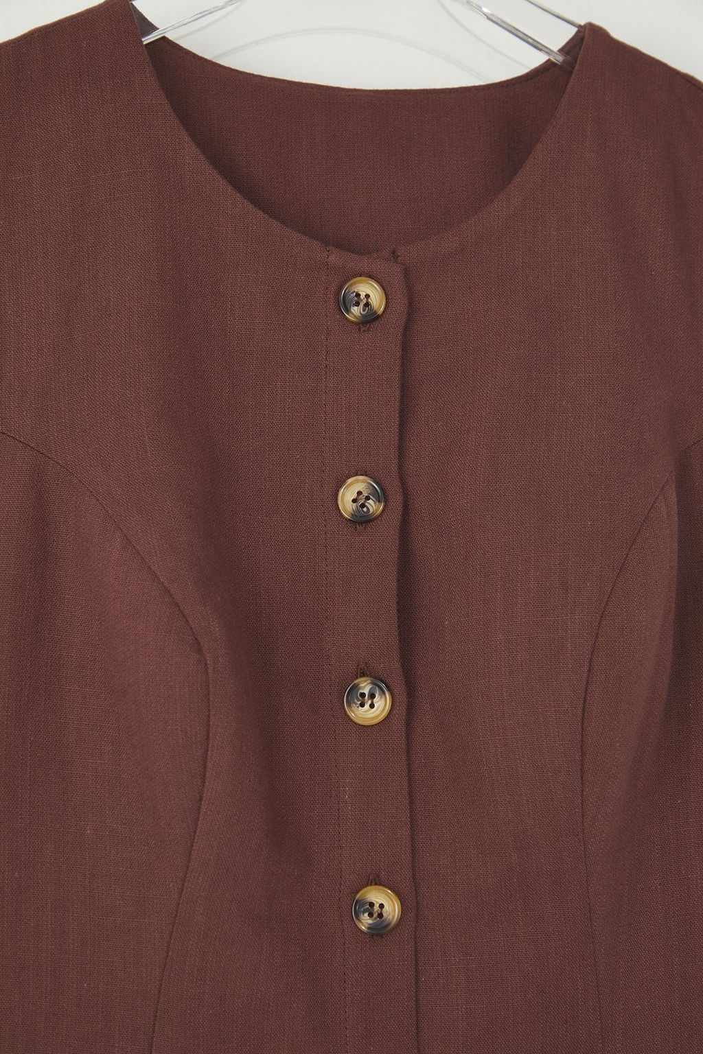 Trendyolmilla Kahverengi Keten Kar?s?ml? Cep Detayl? Mini Dokuma Gomlek Elbise TWOSS25EL00708  фото 13